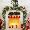 6ft Pre-Lit Christmas Garland with 20 Warm White LEDs, Flower & Bow Decor for Indoor/Outdoor Front Door and Mantle - 2 of 4