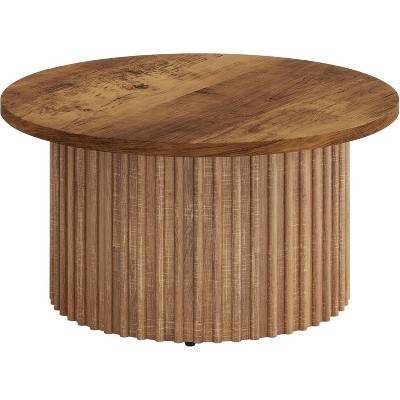 Tribesigns 31.5" Farmhouse Round Coffee Table, Brown