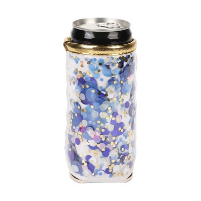 Packed Party Spirit Squad Confetti Skinny Can Cooler, Insulated Metal Can Drink Holder for Tailgate, Pool or Beach (True Blue)
