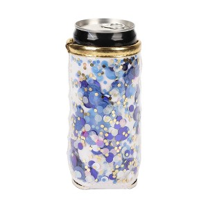 Packed Party Spirit Squad Confetti Skinny Can Cooler, Insulated Metal Can Drink Holder for Tailgate, Pool or Beach (True Blue) - 1 of 4
