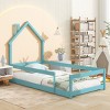 RISOKEYS Twin Size Floor Bed with Fence for Kids Boys Girls,Floor Bed with Roof and Full-Length Guardrails,No Box Spring Needed - 2 of 4