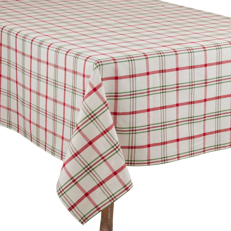 Saro Lifestyle Plaid Tablecloth, Red/Green, 70" x 70", 2 of 6