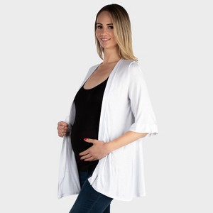 24seven Comfort Apparel Maternity Open Front Jacket with Elbow Sleeve - 1 of 3