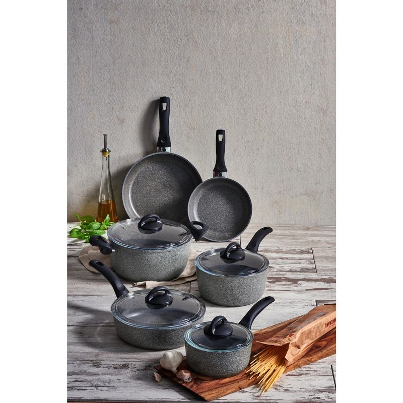 BALLARINI Parma by HENCKELS 10-Piece Forged Aluminum Nonstick Cookware Set, Pots and Pans Set, Granite, Made in Italy, 2 of 13
