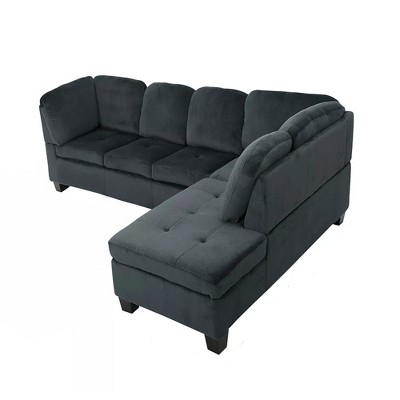 101.5" L-Shaped Polyester Upholstered Sectional Sofa with Tufted Foam and Wood Frame, Modern Design for Small Spaces