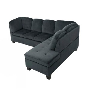 101.5" L-Shaped Polyester Upholstered Sectional Sofa with Tufted Foam and Wood Frame, Modern Design for Small Spaces - 1 of 4