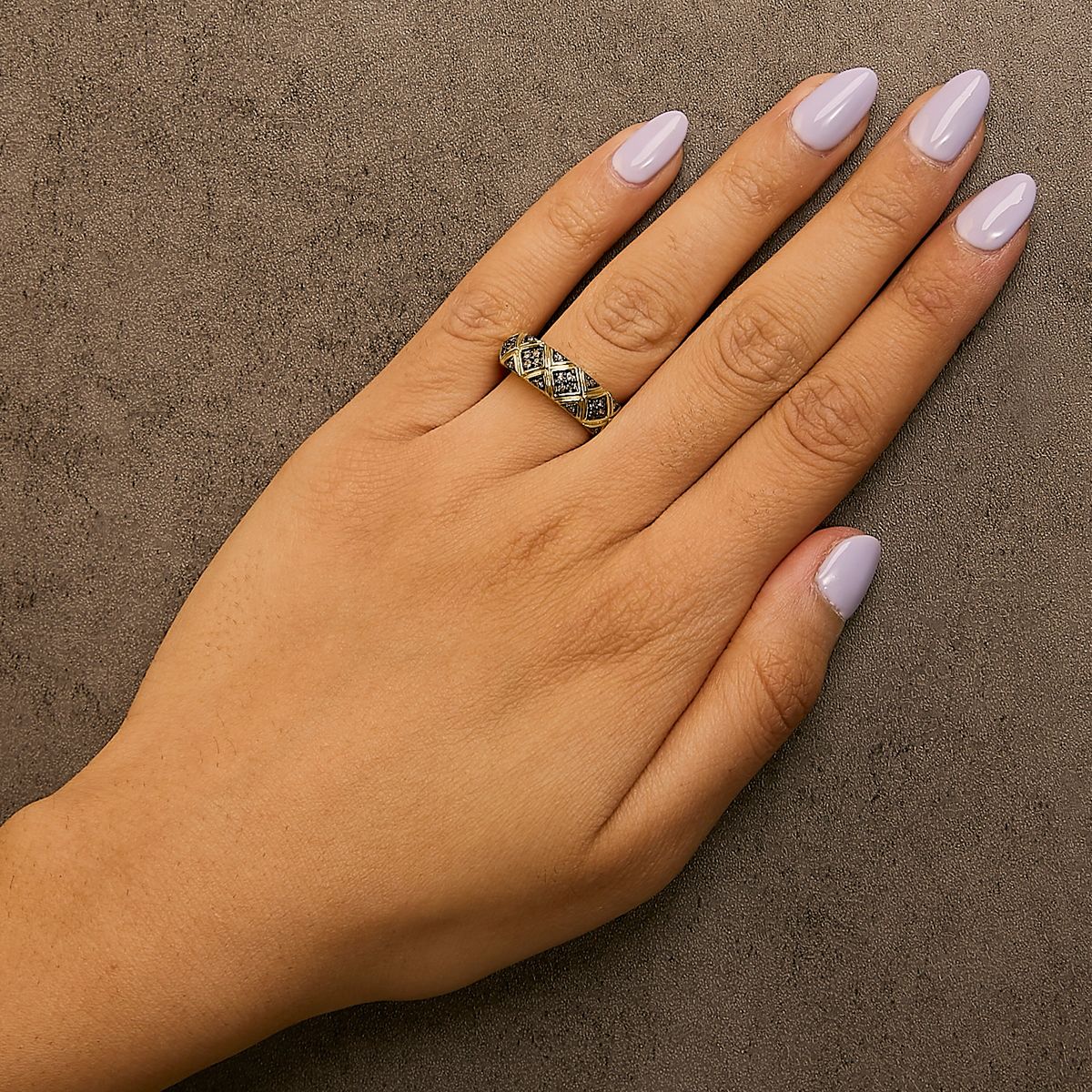 Haus of Brilliance 10K Yellow Gold Plated .925 Sterling Silver 3/8 Cttw Champagne Diamond Geometric Band Ring - thumbnail 6