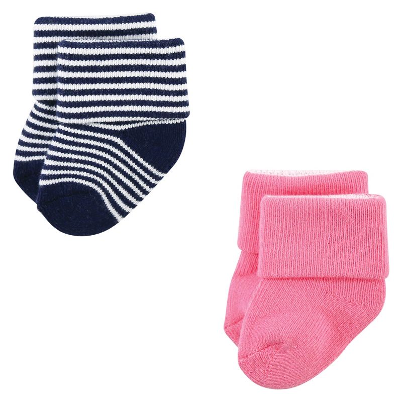 Luvable Friends Infant Girl Newborn and Baby Terry Socks, Pink Scroll, 4 of 9