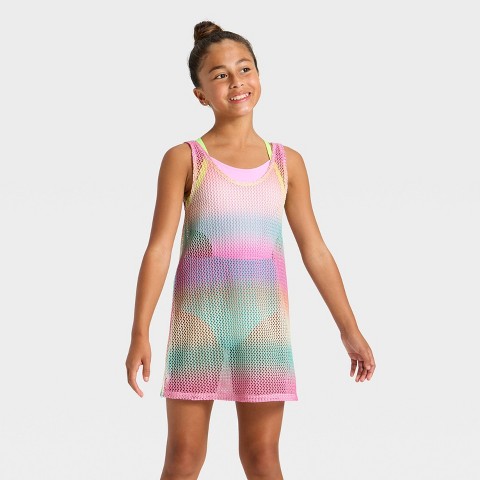 Cat & Jack Girls' Sunrise Skies Crochet Swimsuit Cover-Up - Cat & Jack™ XL