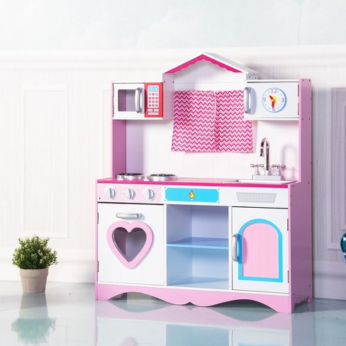  Costzon Kids Kitchen Playset, Wooden Pink Strawberry