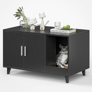 FURNIinspire Pet Crates and Houses, Multi-Functional Cat Cabinet, Comfortable Cat Space with Entrances, for Home, Black, 33.5"*18.5"*19.9" - 1 of 4
