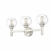 Sutton 3-Light Vanity Wall Sconce - Modern Steel Design with Clear Glass Shades - 2 of 4