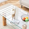 CAVINAS Coffee Tables for Living Room Modern Double-layer Transparent Tempered Glass Coffee Table with Wooden MDF Decorative Columns - 4 of 4