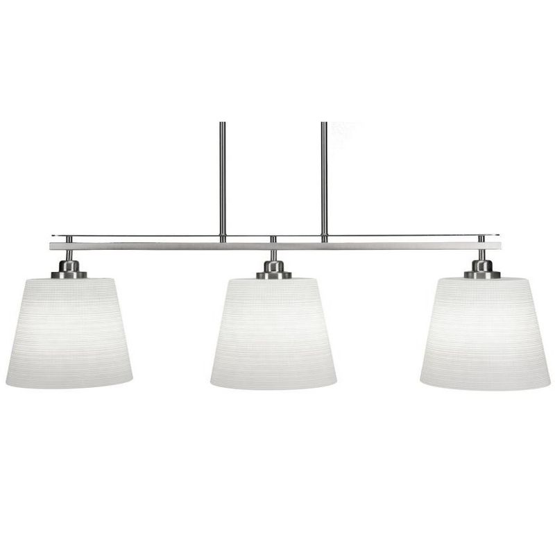 Toltec Lighting Odyssey 3 - Light Island Pendant Light in  Brushed Nickel with 10" White Matrix Shade, 1 of 2