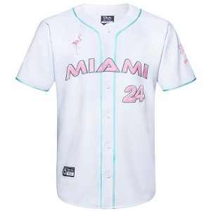 Stake F1 Kick Sauber Men's Miami GP Flamingo White Zhou Guanyu Baseball Jersey - 1 of 4