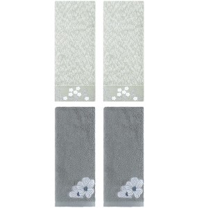 REGALWOVEN 4 Pcs 100% Cotton Floral Embroidered Soft Absorbent Decorative Hand Towel - 1 of 4