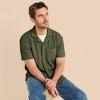 Lands' End Men's Short Sleeve Textured Cable Camp Collar Button Through Shirt - 4 of 4