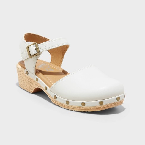 White store clog heels