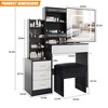 Vanity Desk with Sliding Mirror and Lights, Makeup Vanity Set with 4 Drawers, Stool - 2 of 4