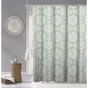 Dainty Home 3D Printed Textured 100% Cotton Shower Curtain - 1 of 4