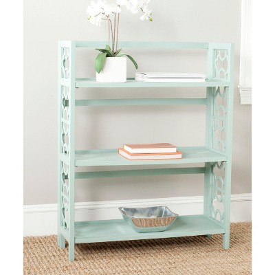 Natalie Aqua Smoke 3-Tier Wood Étagère with Latticework