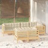 vidaXL Garden Lounge Set Cream Solid pinewood, 100% polyester Standard - 2 of 4