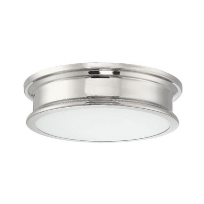 Watkins 16" Warm Brass and Glass 3-Light Flush Mount