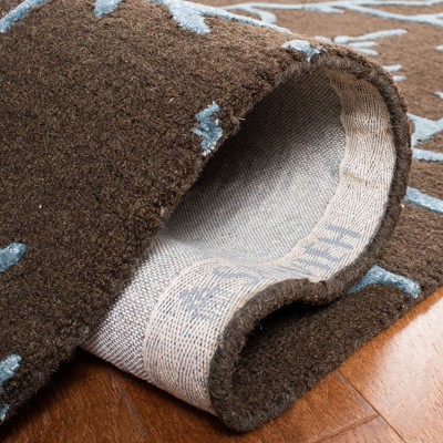 Hand-Tufted Brown and Light Blue Wool Square Area Rug