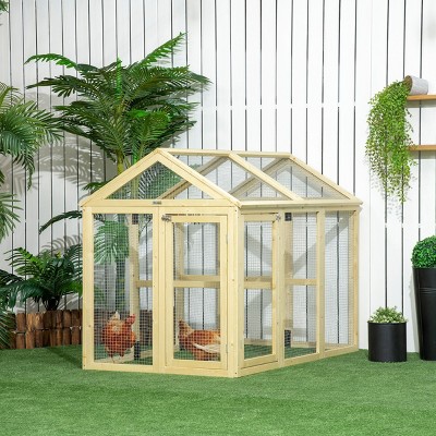 Wooden Chicken Coop Outdoor Chicken Run with Doors and Perches,55" Large Backyard Hen House Cage for 1-3 Chickens – LAOTIES