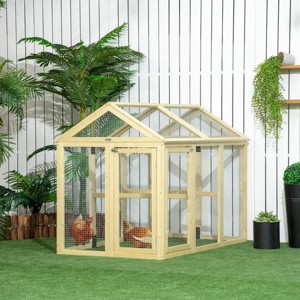 Wooden Chicken Coop Outdoor Chicken Run with Doors and Perches,55" Large Backyard Hen House Cage for 1-3 Chickens – LAOTIES - 1 of 4