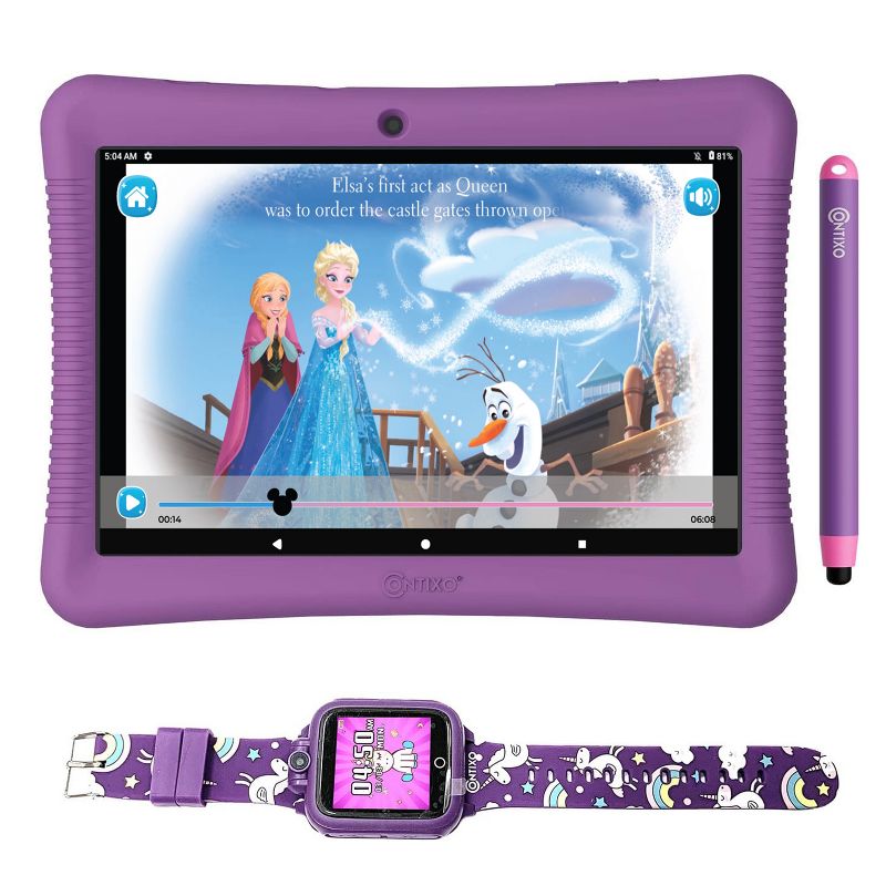 Contixo 10" Android Kids Tablet 64gb, 80+ Disney Storybooks & Stickers, Kid-proof Case With Kickstand & Stylus, with Kids Watch (2023 Model), 1 of 16