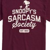 Men's - Peanuts - Snoopy Sarcasm Society Short Sleeve Graphic T-Shirt - 2 of 4
