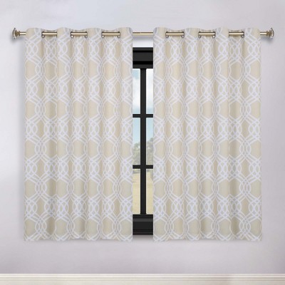 Scrolling Ribbon Trellis Room Darkening Semi-Blackout Curtains, Set of 2 by Blue Nile Mills