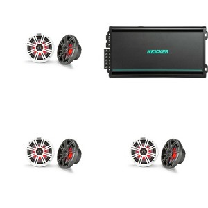 Kicker (3 Pair ) 45KM654L 6.5" RGB LED Marine Speakers with 48KMA6006 6 Ch. Marine Amp Bundle - 1 of 4