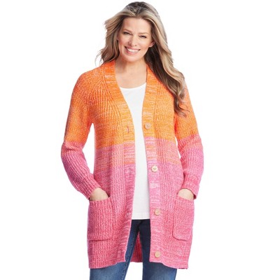 Woman Within Plus Size Ombre Shaker Cardigan