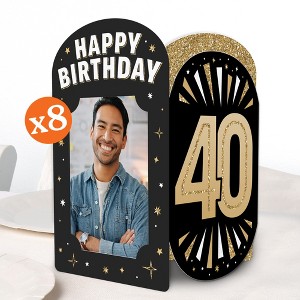 Big Dot of Happiness 40th Birthday Photo Holder Centerpieces, 4x6 Picture Display Box, Black & Gold Table Decoration for Adult Birthday Decor, 8 Count - 1 of 4
