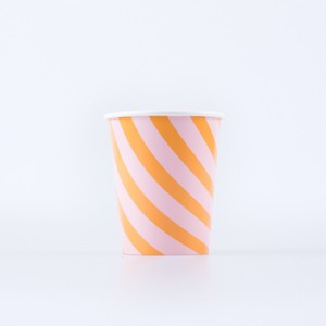 Meri Meri Pink & Orange Stripy Cups (Pack of 8) - 1 of 3