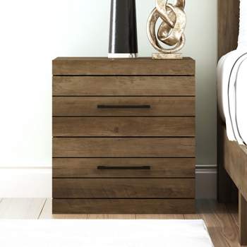 Galano Hamsper 2-Drawer Bedside Table Cabinet Nightstand w/Drawers Storage (20.3 in. × 16.3 in. × 18.9 in.) in Dusty Gray Oak, Knotty Oak
