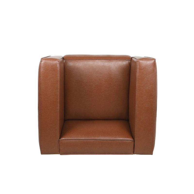 Goyette Contemporary Faux Leather Club Chair Cognac Brown/Dark Walnut - Christopher Knight Home, 5 of 11