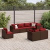 vidaXL Patio Lounge Set with Cushions Sectional Sofa 8 Piece - Brown Poly Rattan - Outdoor/Garden/Terrace Furniture - 2 of 4