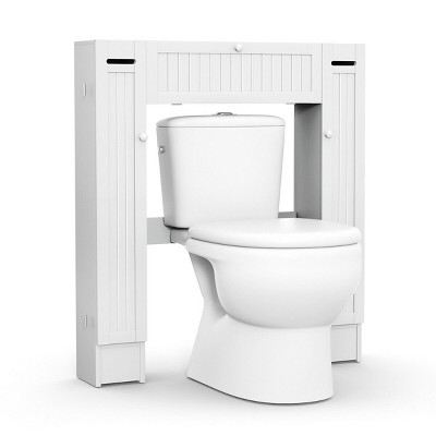 White MDF Over-the-Toilet Storage Cabinet with Adjustable Shelves