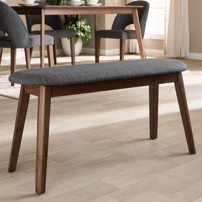 Baxton Studio Easton Mid Century Modern Walnut Finished Wood Fabric Upholstered Bench