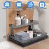 NewHome "2-Tier Pull-Out Under Sink Organizer with Sliding Tray, L-Shaped Storage Shelves for Kitchen & Bathroom" Black - 3 of 4