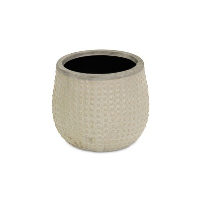 HomeRoots 7" Beige Dot Ceramic Indoor Outdoor Round Pot Planter