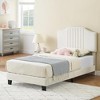 Garvee Twin Bed Frame Upholstered Platform with Headboard, Velvet Fabric Wrap, Non-Slip and Noise-Free,No Box Spring Needed, Beige - 2 of 4