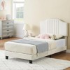 Whizmax Twin Bed Frame Upholstered Platform with Headboard, Velvet Fabric Wrap, Non-Slip and Noise-Free,No Box Spring Needed, Beige - image 2 of 4