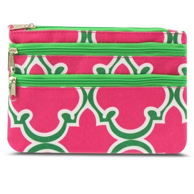 Zodaca Coin Purse Wallet Pouch Bag, Pink Quatrefoil