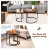 Tangkula 2PCS Stacking Metal Legs Modern Side Round Nesting Coffee Table w/ Wooden Tabletop for Living room Rustic Brown/Brown - 3 of 4