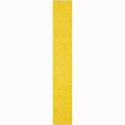 Tuscan Sun Yellow Shag Runner Rug, Synthetic, 16 Ft