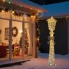 Angel Sar 5FT Lighted Lamp Post Christmas Decor, Pre-lit with 110 Warm White LED Lights, Bowknot Design Outdoor Indoor Holiday Display Decorations - 3 of 4